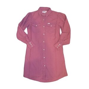 Wrangler X Barbie Denim Pearl Snap Dress Pink With Pockets Women's Size XS